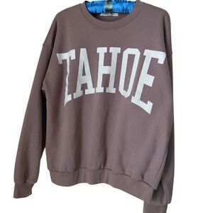 Tahoe Graphic Crewneck Sweatshirt - Brown with White Lettering Sz M/ S